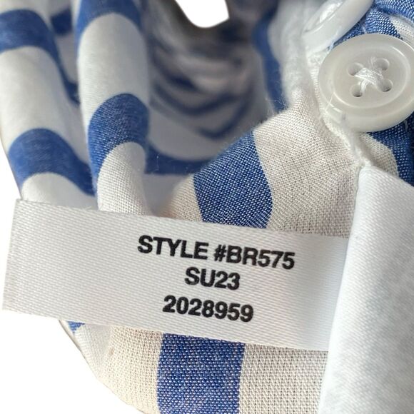 J Crew Shirt WMNS 2 Blue Striped Button Down Garçon Cotton Voile Nautical Preppy - Picture 13 of 14